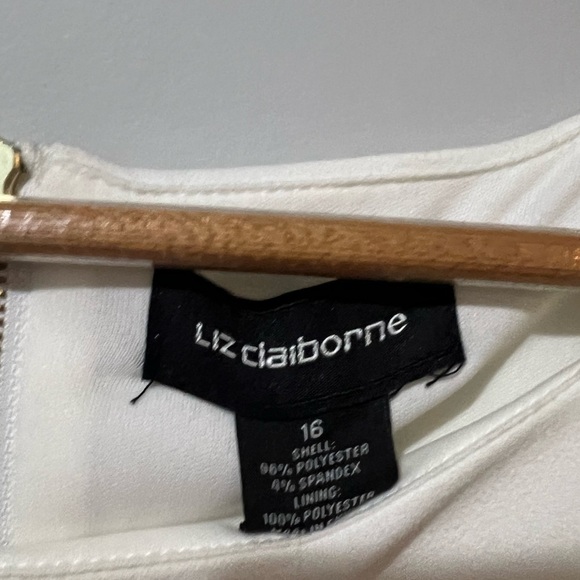 Liz Claiborne Dress Women's Plus Size 16 Bell Sleeves Cream White Wedding Formal - Picture 3 of 3